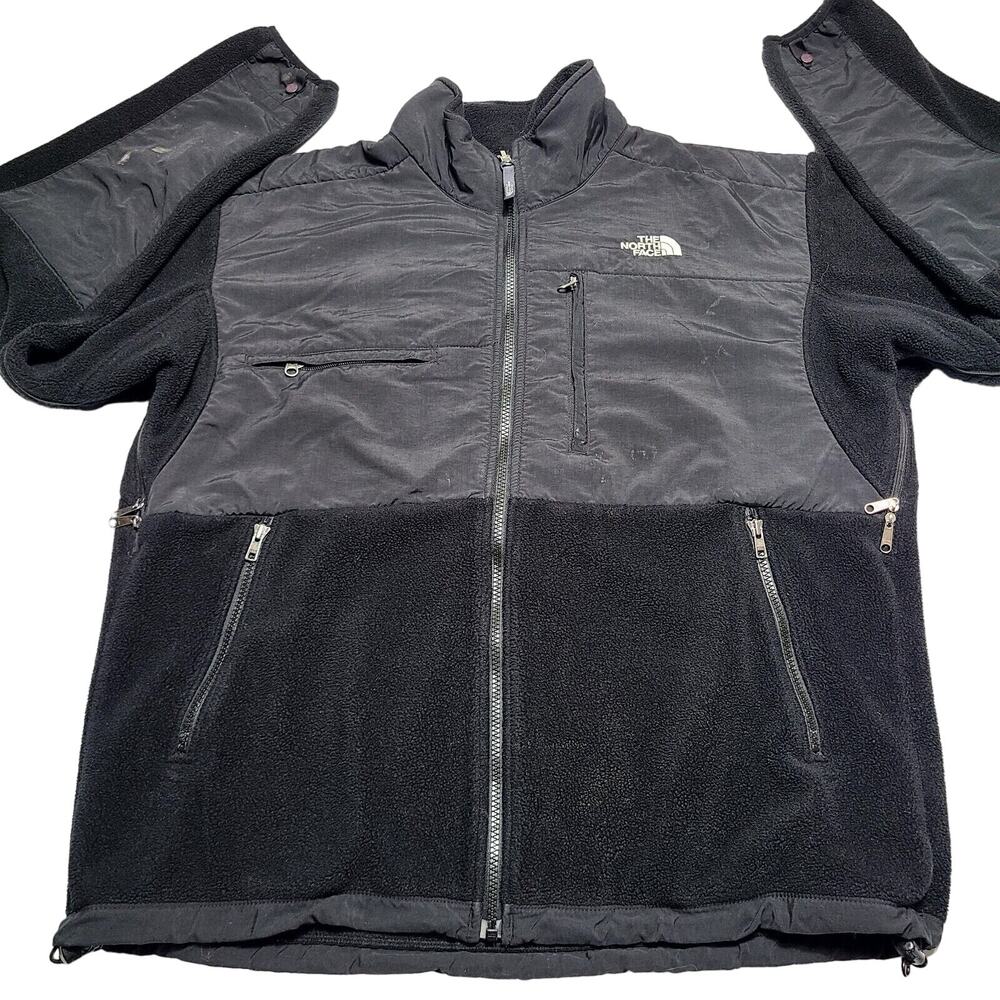 North Face Jacket Mens Large Black Fleece Denali Polartec Zip Hummer Logo